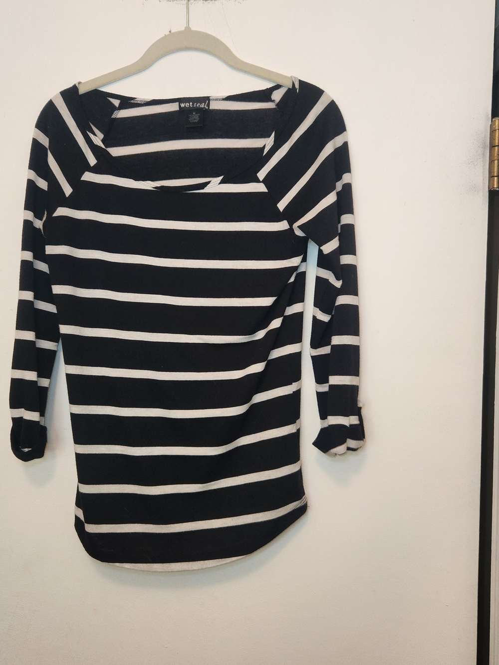 Wet Seal Black & White Striped Women’s Boatneck Top M